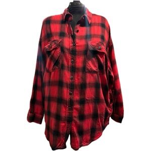 Mossimo Supply Co Oversized Red Flannel Shirt Large
